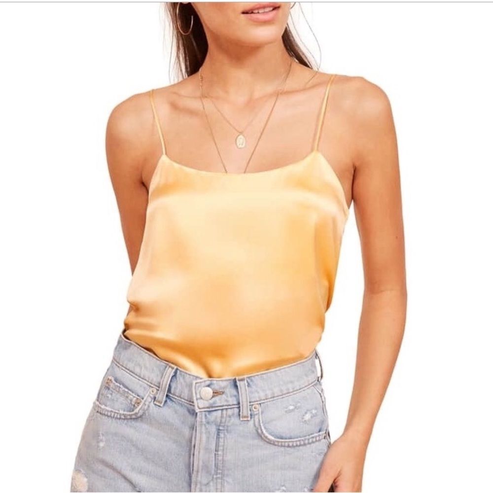 Reformation Gigi Silk Cami Tank Top Butter Yellow Top XL